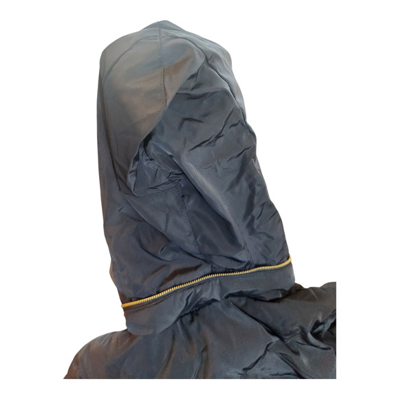 Cole Haan signature down feather puffer coat sz XL faux fur zip front navy brown - Picture 11 of 16